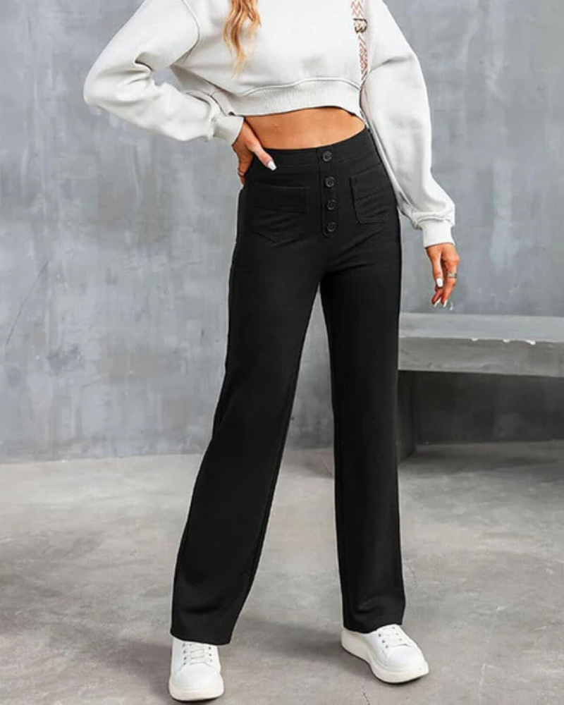 Zinnia | Women’s High Waist Trousers | Wide Leg